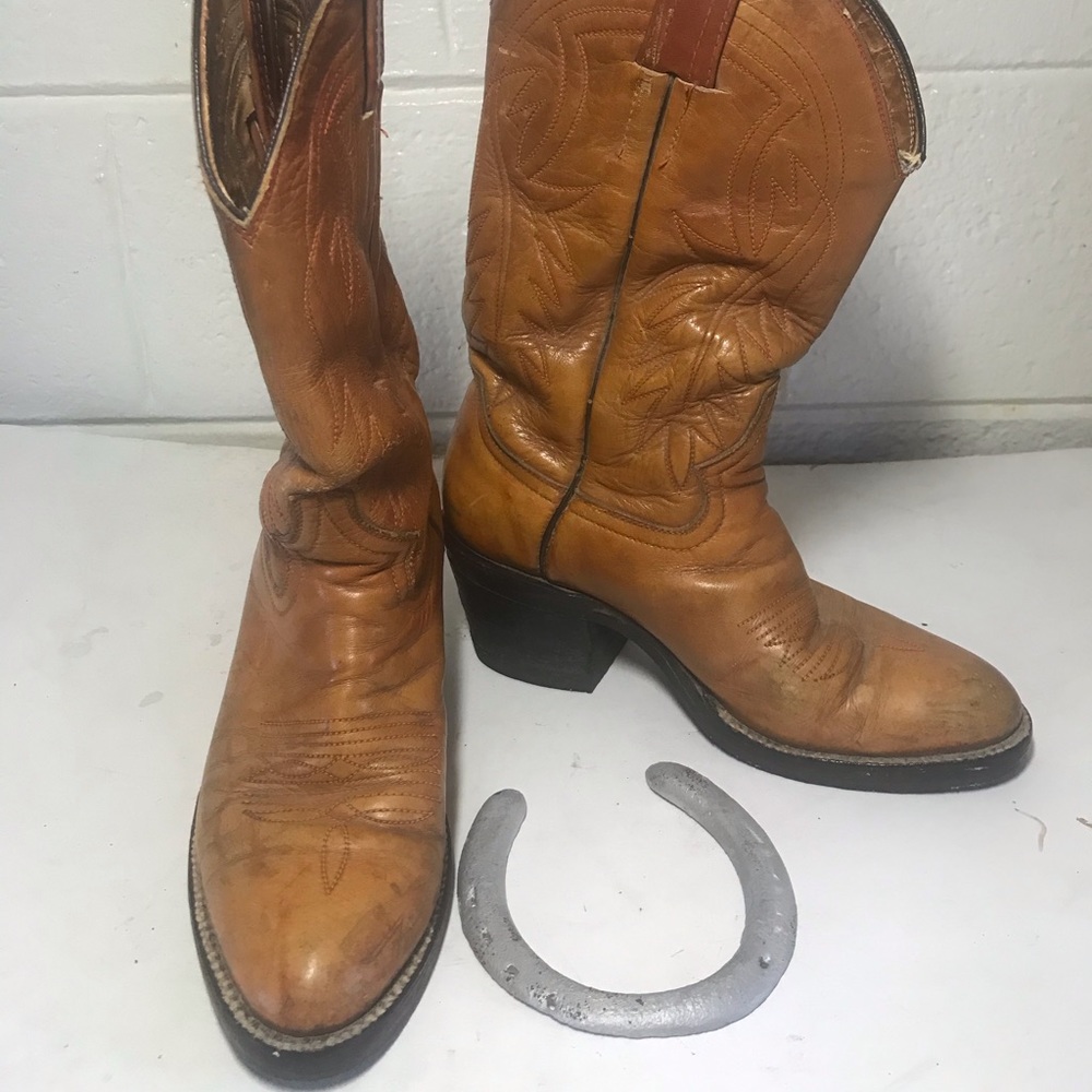 Steel Toes Tan Leather Western  Boots sz 6.5